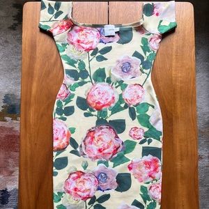 ASOS Petite floral off the shoulder bodycon dress